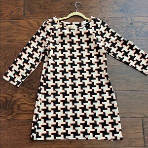 Aryeh Black and White Dress with Orange Accents